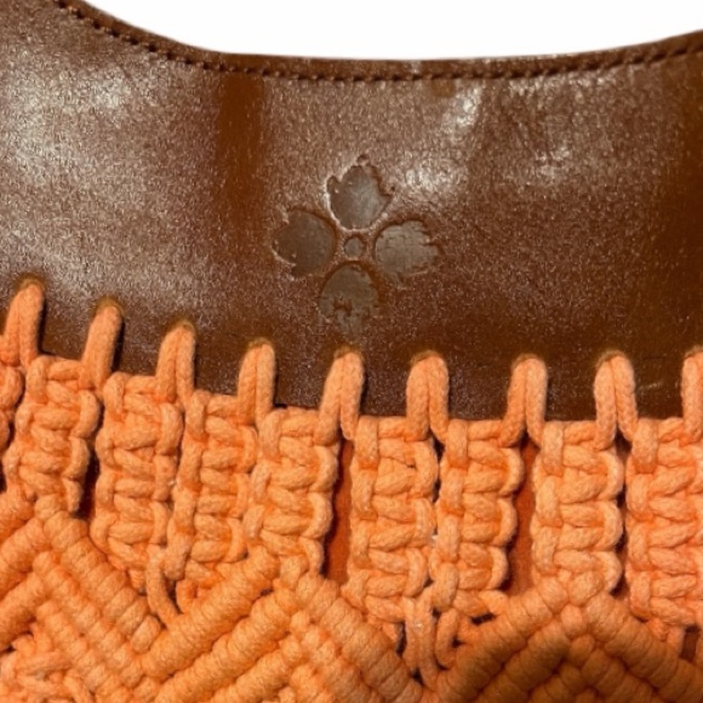 Patricia Nash Coral Macrame Fringe Crossbody bag Boho woven leather specialty - Picture 6 of 13